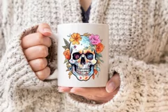 Ethereal Floral Skulls Watercolor Illustrations Product Image 7