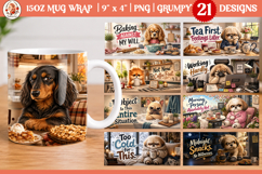 Funny grumpy dog 15oz mug wrap bundle| 15oz mug sublimation Product Image 1