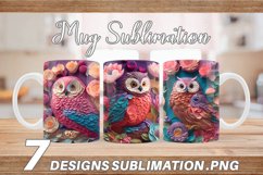 3D Owl and Flowers Mug Wrap | Sublimation Coffee Cup Product Image 1