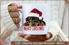 Merry Christmas Rottweiler png, Christmas Peeking Rottweiler Product Image 3