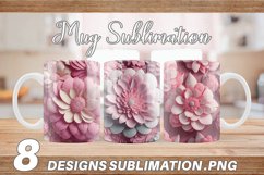 3d Pink Flower Illustration mug wrap | Mug sublimation desig Product Image 1