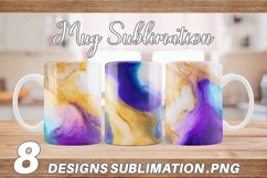Watercolor Luxury White Purple Mug Wrap| Mug sublimation des Product Image 1