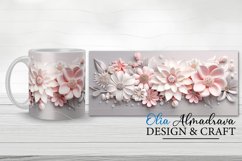 3D Sublimation Mug Wrap|3D Flowers PNG| 3D Flower Mug Wrap Product Image 2