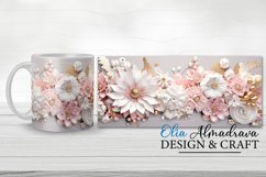 Wrap design for sublimation on 11Oz, 12Oz and 15Oz MUGS with 3D pastel colors Flowers for birthday, wedding, gift. Perfect template size for cricut mug press.