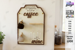 Coffee Mug and Wine Glass Holder Laser Cut | Wall Decor SVG Product Image 1