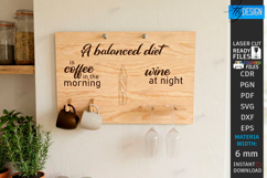 Coffee Mug and Wine Glass Holder Laser Cut | Wall Decor SVG Product Image 1