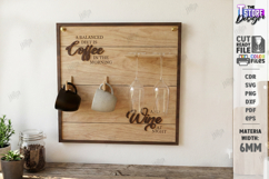 Coffee Mug and Wine Glass Holder Laser Cut | Wall Decor SVG Product Image 1