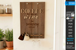 Coffee Mug and Wine Glass Holder Laser Cut | Wall Decor SVG Product Image 1