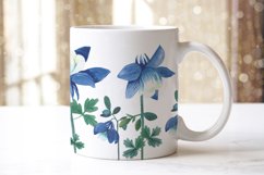 mug aquilegia flowers watercolor