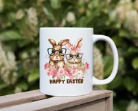 Floral bunny couple with glasses, cute floral bunny design Product Image 5