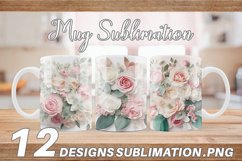 3D Flowers Mug Wrap | Sublimation Coffee Cup Product Image 1