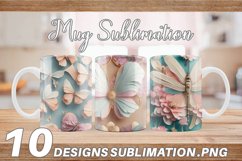 3D Butterfly Floral Mug Wrap | Sublimation Coffee Product Image 1