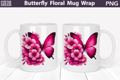 Butterfly Floral Mug Wrap | Spring Flowers Mug Sublimation Product Image 1