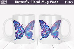 Butterfly Floral Mug Wrap | Spring Flowers Mug Sublimation Product Image 1