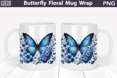 Butterfly Floral Mug Wrap | Spring Flowers Mug Sublimation Product Image 3