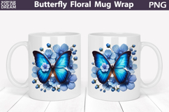 Butterfly Floral Mug Wrap | Spring Flowers Mug Sublimation Product Image 4