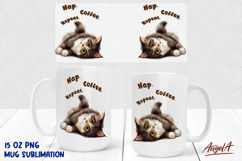15 Oz Mug sublimation wrap Funny coffee quote Cute kitten Product Image 1
