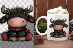 Christmas Baby Highland Cow Clipart with holly berries pngs Product Image 6