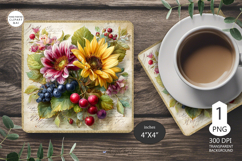 Mug coaster with flowers|sunflower Mug Coaster Sublimation Product Image 1
