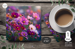 Mug coaster wildflowers| Mug Coaster Sublimation flowers Product Image 1