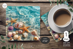 Seashells Mug coaster | Coaster Mug Sublimation | seashells Product Image 1
