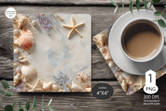 Seashells Mug coaster | Coaster Mug Sublimation | Starfish Product Image 1