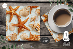Seashells Mug coaster | Coaster Mug Sublimation | Starfish Product Image 1