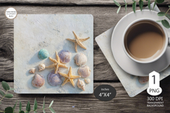 Seashells Mug coaster | Coaster Mug Sublimation | Starfish Product Image 1