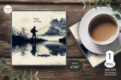 Fish on Mug coaster| Coaster Mug Sublimation| fisherman fish Product Image 1