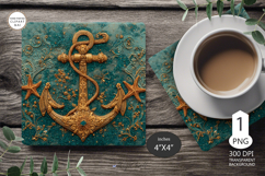 Anchor Mug coaster | Coaster Mug Sublimation | seashells Product Image 1