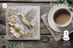 Hummingbird Mug coaster|Pink Flowers Coaster Sublimat Product Image 1
