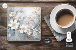 Mug coaster with Rose|Pink Rose Coaster Sublimation png Product Image 1