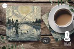 Fish on Mug coaster| Coaster Mug Sublimation| fisherman fish Product Image 1