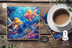 Marine fish Mug coaster| Coaster Mug Sublimation| seashells Product Image 1
