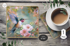 Hummingbird Mug coaster|Pink Flowers Coaster Sublimat Product Image 1