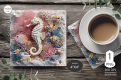 Seashells Mug coaster | Coaster Mug Sublimation | Seahorse Product Image 1