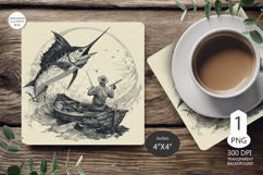 Fish on Mug coaster| Coaster Mug Sublimation| fisherman fish Product Image 1