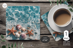 Seashells Mug coaster | Coaster Mug Sublimation | Starfish Product Image 1