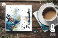 Fish on Mug coaster| Coaster Mug Sublimation| fisherman fish Product Image 1