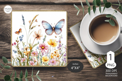 Cat Mug coaster with Rose| Coaster Mug Sublimation | flowers Product Image 1