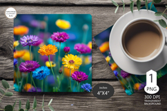 Mug coaster wildflowers| Mug Coaster Sublimation flowers Product Image 1