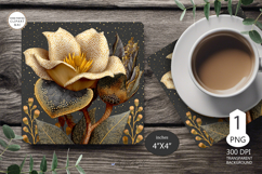 Mug coaster 3D flowers| Mug Coaster Sublimation flowers Product Image 1