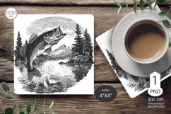 Fish on Mug coaster| Coaster Mug Sublimation| fisherman fish Product Image 1