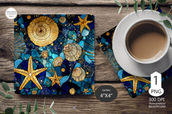 Seashells Mug coaster | Coaster Mug Sublimation | seashells Product Image 1