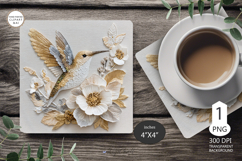Hummingbird Mug coaster|Pink Flowers Coaster Sublimat Product Image 1