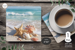 Seashells Mug coaster | Coaster Mug Sublimation | Starfish Product Image 1