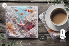 Seashells Mug coaster | Coaster Mug Sublimation 3D Starfish Product Image 1