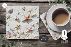 Seashells Mug coaster | Coaster Mug Sublimation | Starfish Product Image 1