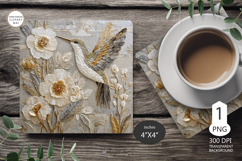 Hummingbird Mug coaster|Pink Flowers Coaster Sublimat Product Image 1