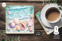 Seashells Mug coaster | Coaster Mug Sublimation | seashells Product Image 1